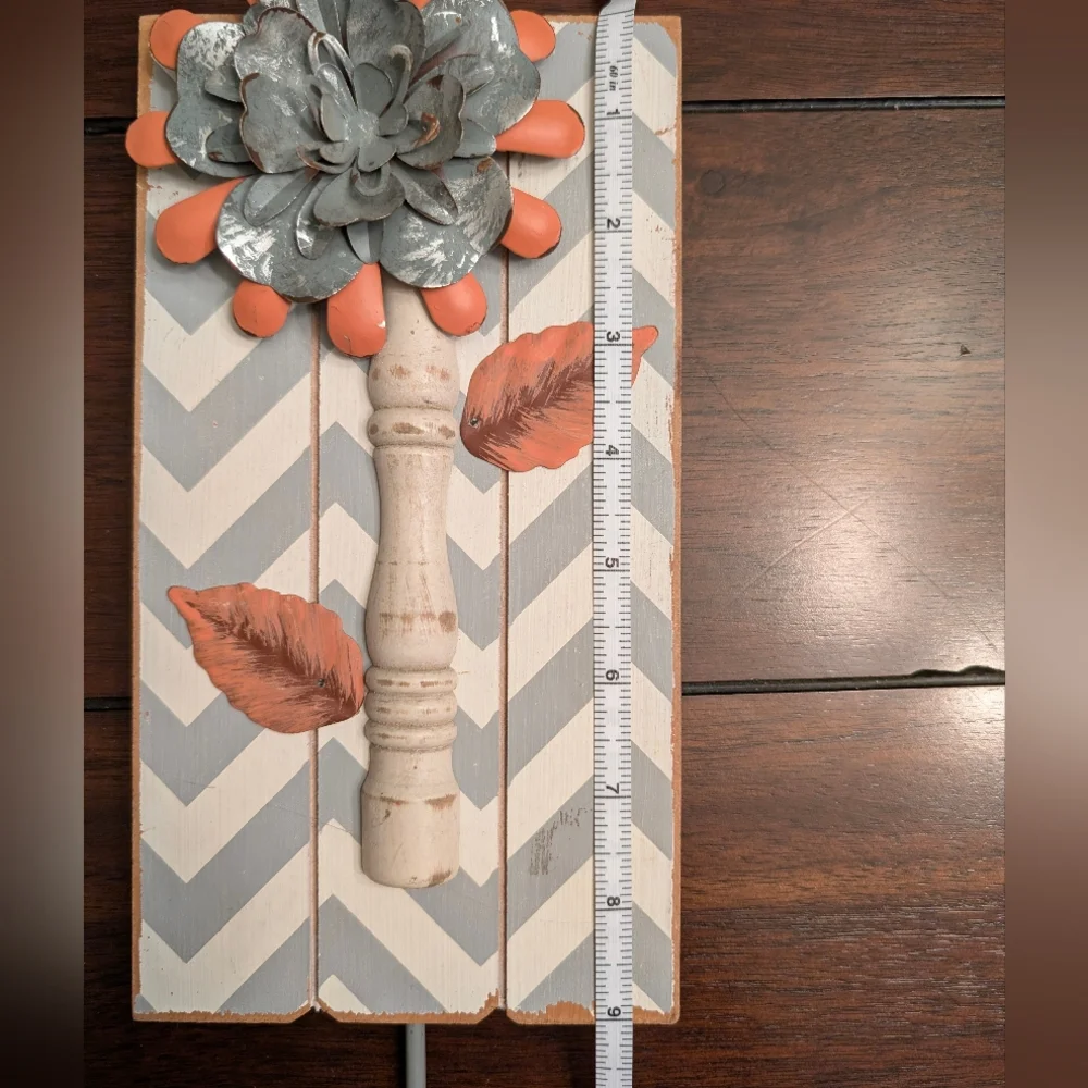 Chevron Wall Hook with Floral Accent